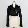 Women's Fashion Custom Windproof Zipper PU Leather Motorcycle Cropped Jacket