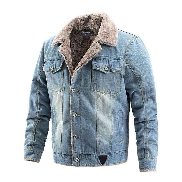 Men's Thick Sherpa Lined Winter Warm Classic Button up Denim Jacket