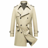 Men's High Quality Spring Autumn MID-Length Double-Breasted Trench Coat with Belt