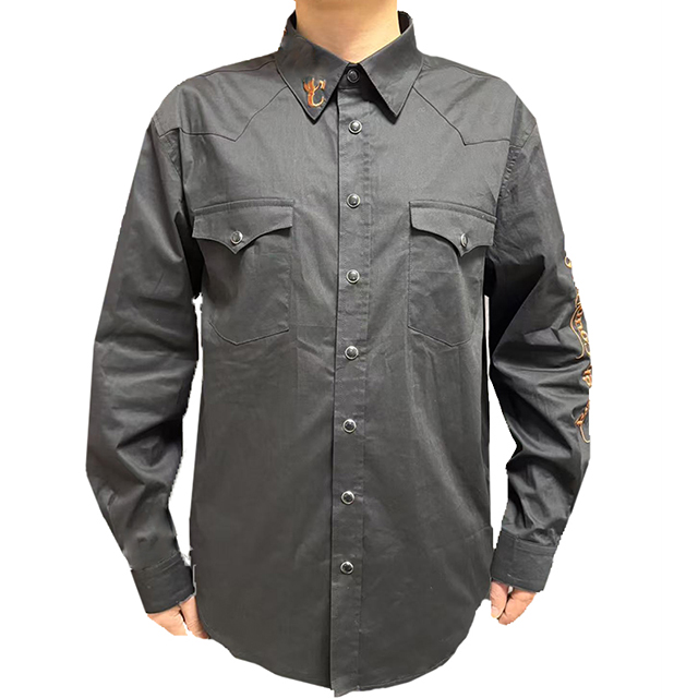 Men's Wholesale Cotton with Embroidery Long Sleeve Western Shirt