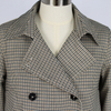 Women's Houndstooth Patchwork Double-Breasted A-Line Loose Fit Trench Coat