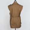 Women's Cotton Twill Versatile Patch Pockets Waist Drawstring Utility Vest