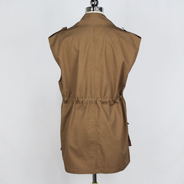 Women's Cotton Twill Versatile Patch Pockets Waist Drawstring Utility Vest