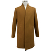 Men's Vintage Winter Overcoat Poly Knit Single-Breasted Funnel Neck Lined Long Trench Coat