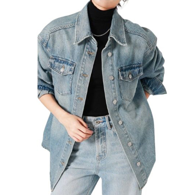 Women Autumn Retro Plus Size Denim Shirt Jacket