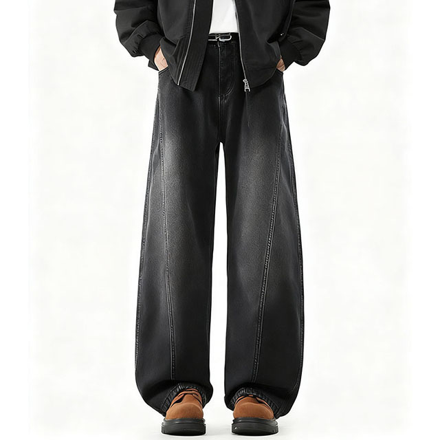 Men Custom Straight Wide-Leg Baggy Long Scimitar Denim Jeans