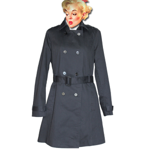 Fashion double-breasted basic style lapel midlle long dust coat windbreaker with decrotive belt