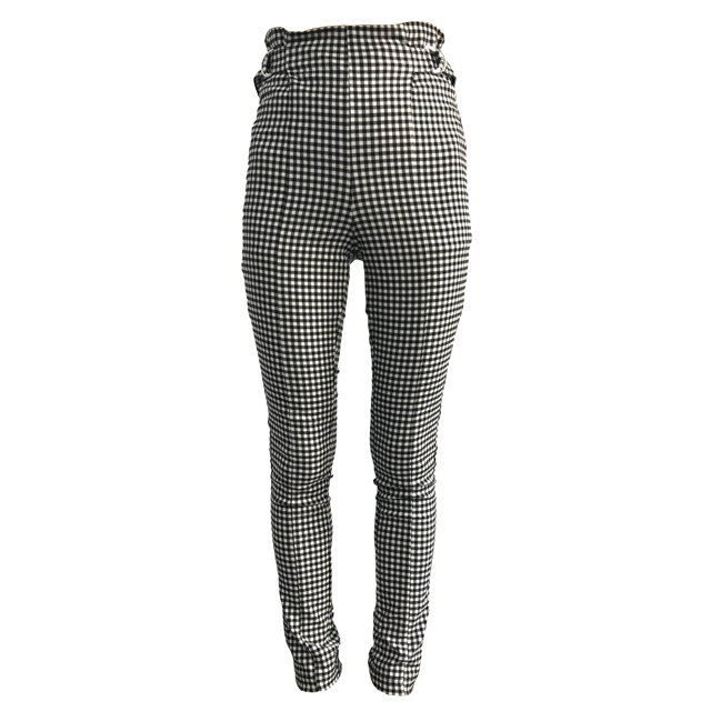 Women's black and white gingham high waisted pants outfit for wholesale 
