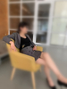 Fashion Grey Striped Double Breasted Button Suit Jacket Cropped Blazer with Skirt Set