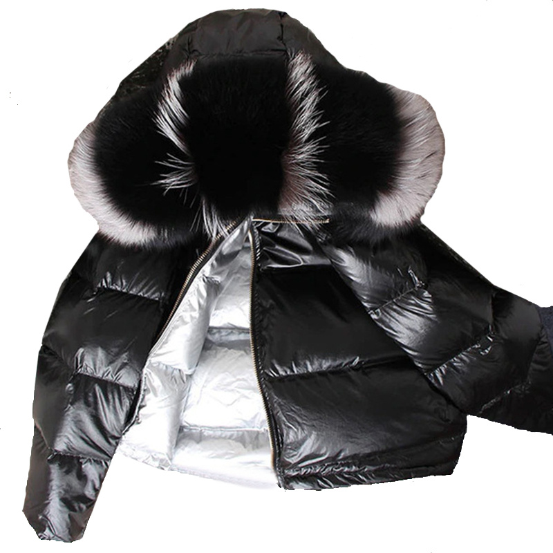 Women Winter Windproof Big Fox Fur Collar Waterproof Windbreaker Warm Down Jacket