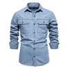 Men's Custom Spring/Autumn Washed Cotton Double Flap Pocket Long Sleeve Denim Shirt