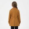 Girls Double-Breasted Cotton Windbreaker Trench Coat with Waistband