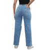 Wholesale Women Fashion Monkey Washed Destroyed Denim Pants Ripped Straight Jeans