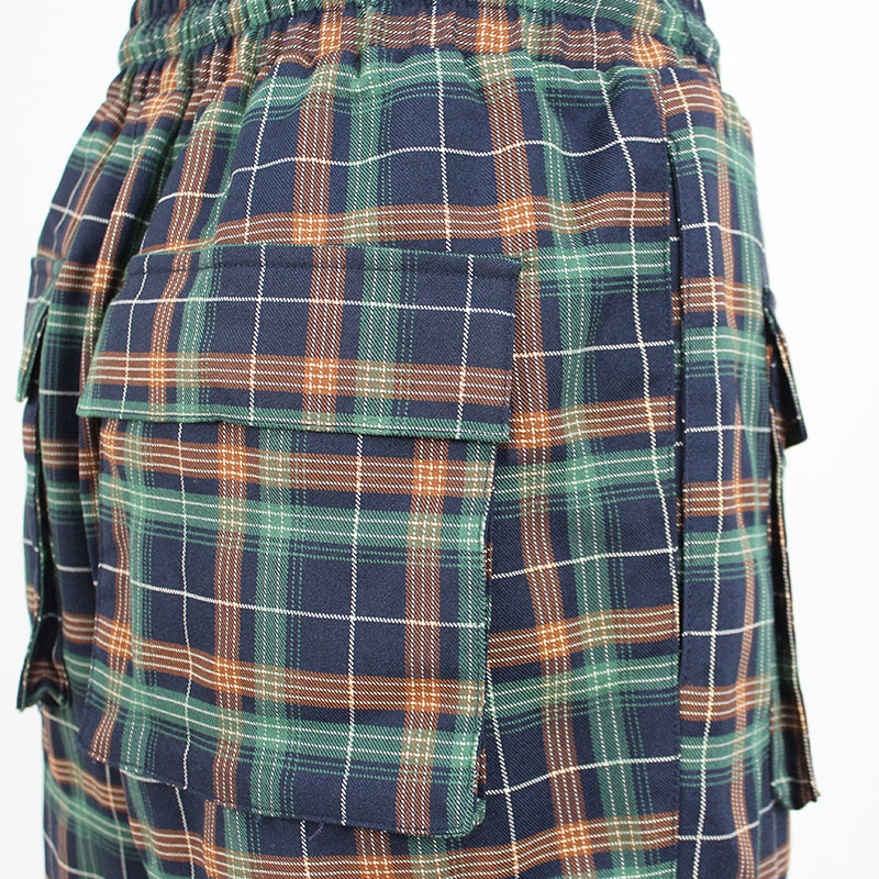 Women's Plaid Elastic Waist Multi-Pocket Bermuda Cargo Shorts