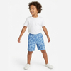 Summer Boys Loose Fit Elastic Waistband Blue Printed Cotton Shorts