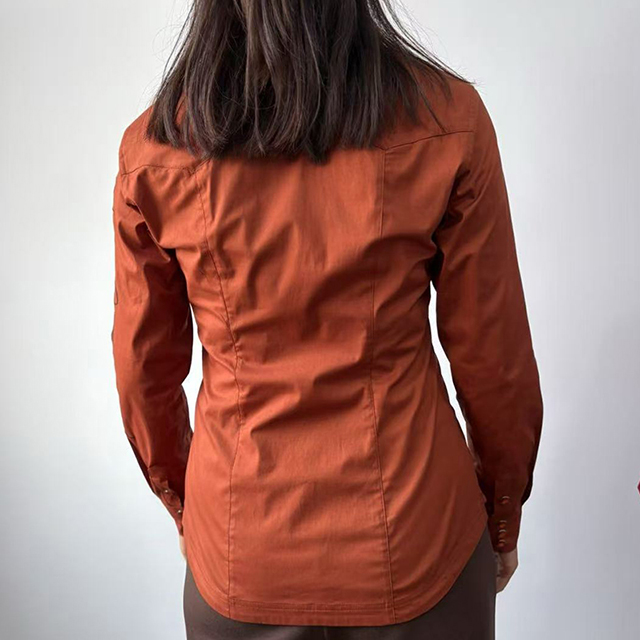 Women Cotton Spandex Embroidery Casual Slim Fit Western Shirt