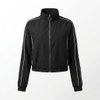 Women's Striped Sports Stand Collar Cropped Zipper Outdoor Running Jacket