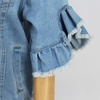 Girls Cotton Ruffle Short Sleeve Light Blue Denim Top Jacket