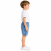 Summer Boys Loose Fit Elastic Waistband Blue Printed Cotton Shorts