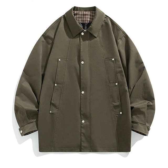 Men's Spring Autumn Oversized MID-Length Casual Solid Color Trench Coat