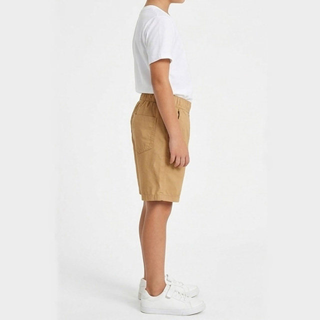 Boys Summer Elastic Waistband Cotton Twill Khaki Chino Shorts