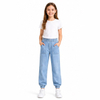 Custom Girls Lightweight Breathable Denim Elastic Waist Jogger Jeans