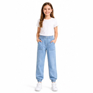 Custom Girls Lightweight Breathable Denim Elastic Waist Jogger Jeans