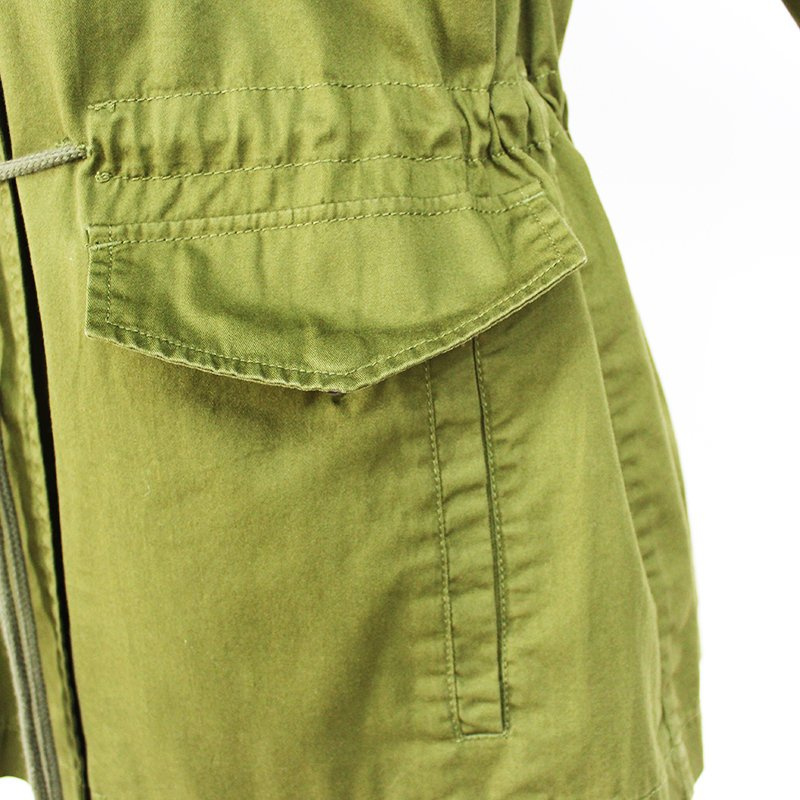 Women's Novelty Custom Olive Color Cargo Hiking Jacket with Embroidery Patches