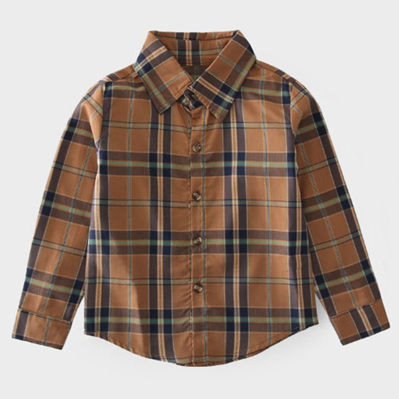 Boys Retro Cotton Clothing Children Plaid Long Sleeve Spring Thin Casual Shirt