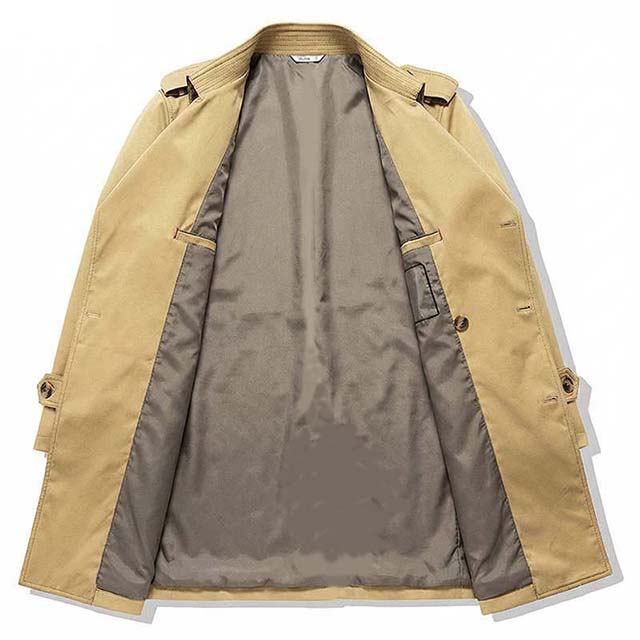 Men's High Quality Spring Autumn MID-Length Double-Breasted Trench Coat with Belt