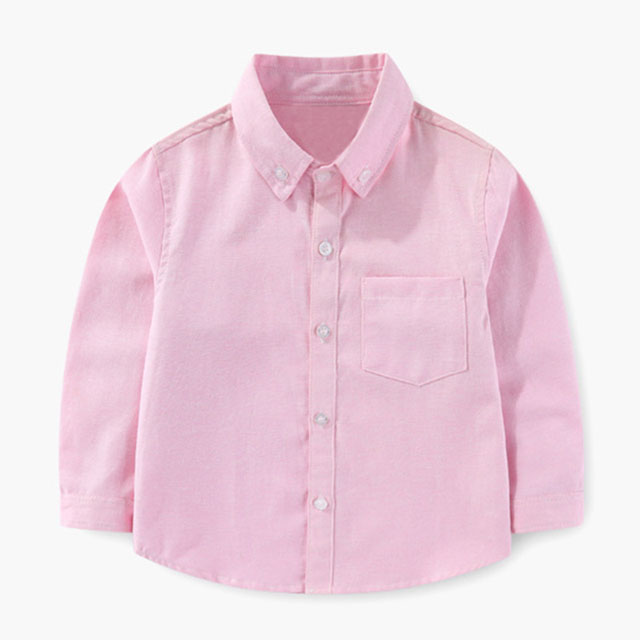 Children Solid Uniform Cotton Oxford Versatile Formal Long Sleeve Shirt