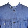 Men's Stand Collar Cotton Denim Solid Color Long Sleeve Cargo Shirt