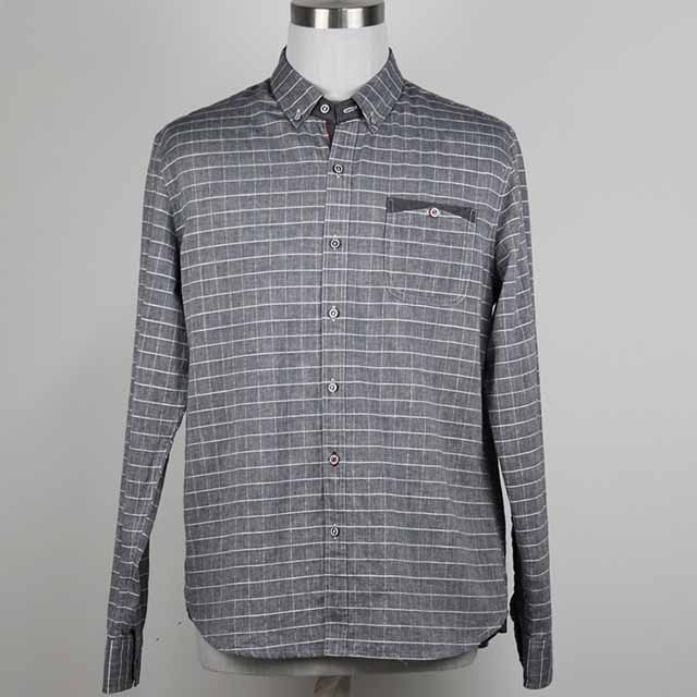 Men Yarn Dye Plaid Long Sleeve Business Versatile Cotton Shirt