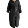 Fashion Knee Long Jackets Black Hoody Windbreaker Casual Cotton Jacket for Women