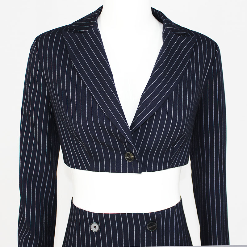 Fashion Stripe Blazer and Short Mini Dress Office Skirt Suit for Woman