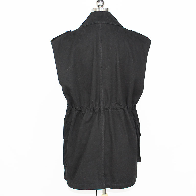 Black Womens Outwear Plus Size Fashion Ladies Sleevless Windbreaker Coats and Jacket Vest