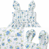 Girls Sleeveless Floral Print Cotton Strap A-Line Dress