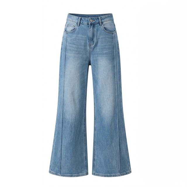 Women's High Rise Wide Leg Light Wash Flare Denim Jeans