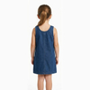 Girls Sleeveless Round Neck Embroidered Straight Denim Dress