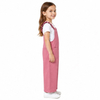 Girls Pink Cotton Ruffle Strap Wide Leg Casual Overalls