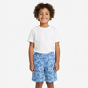 Summer Boys Loose Fit Elastic Waistband Blue Printed Cotton Shorts