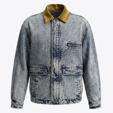 Men's Retro Washed Cotton Denim Long Sleeve Lapel Jacket