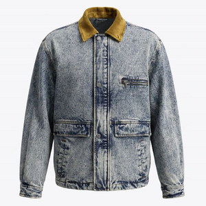 Men's Retro Washed Cotton Denim Long Sleeve Lapel Jacket
