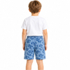 Summer Boys Loose Fit Elastic Waistband Blue Printed Cotton Shorts