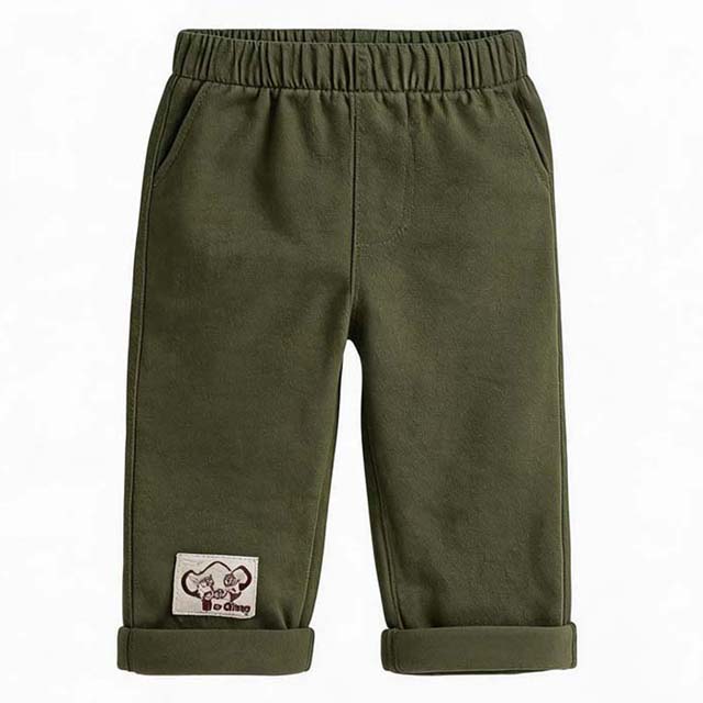 Boys Elastic Waist Outdoor Casual Cotton Twill Cargo Khaki Pants