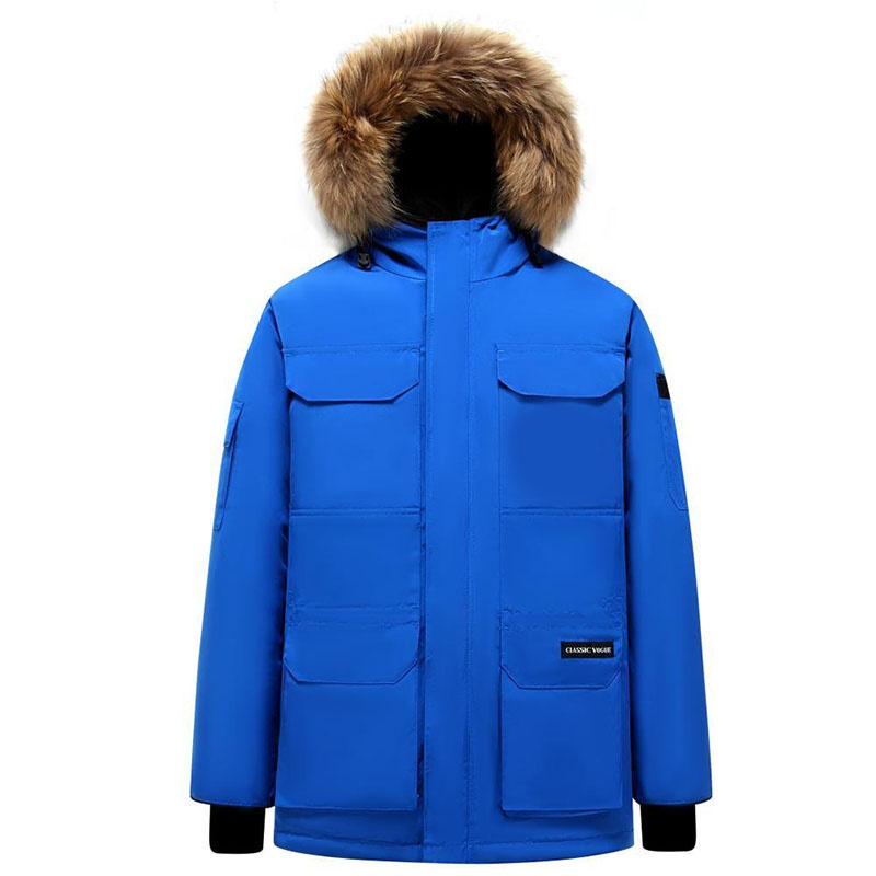 Men's Winter Outdoor Coat Windbreaker Faux Fur Hoody Puffer Duck Down Jacket