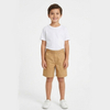 Boys Summer Elastic Waistband Cotton Twill Khaki Chino Shorts