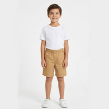 Boys Summer Elastic Waistband Cotton Twill Khaki Chino Shorts