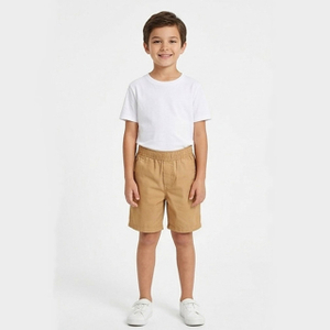 Boys Summer Elastic Waistband Cotton Twill Khaki Chino Shorts