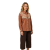 Women's Boho Embroidered Oversized Cotton Twill Shirt